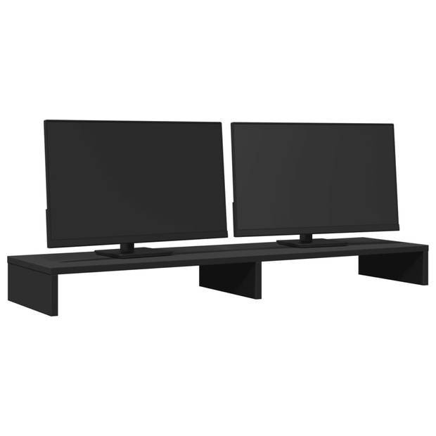 vidaXL Monitorstandaard 100x27x10 cm bewerkt hout zwart