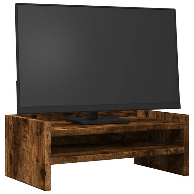 vidaXL Monitorstandaard 42x24x16 cm bewerkt hout gerookt eikenkleurig