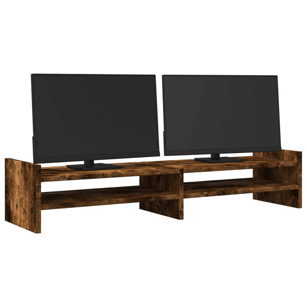 vidaXL Monitorstandaard 100x27x20 cm bewerkt hout gerookt eikenkleurig