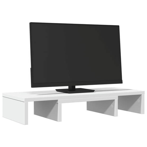 vidaXL Monitorstandaard verstelbaar 60x24x10,5 cm bewerkt hout wit