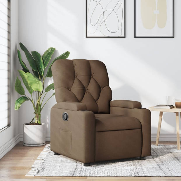 vidaXL Fauteuil verstelbaar stof bruin