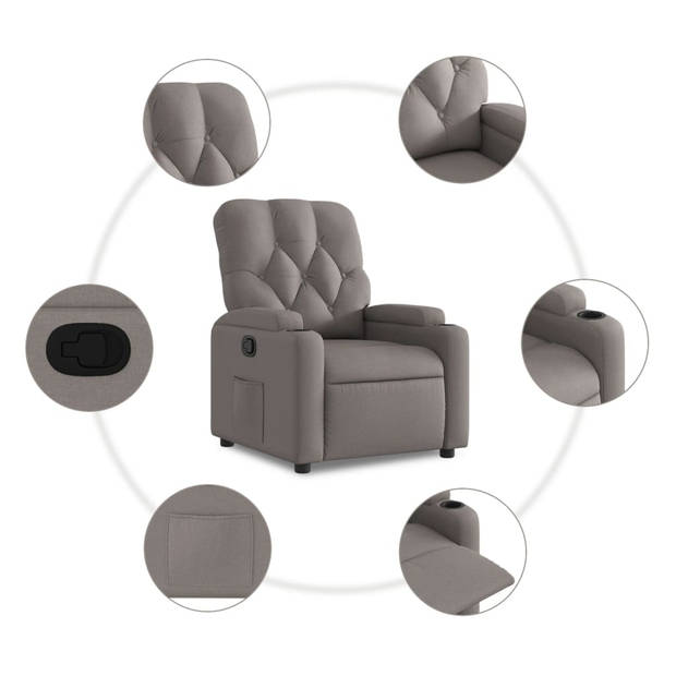 vidaXL Fauteuil verstelbaar stof taupe