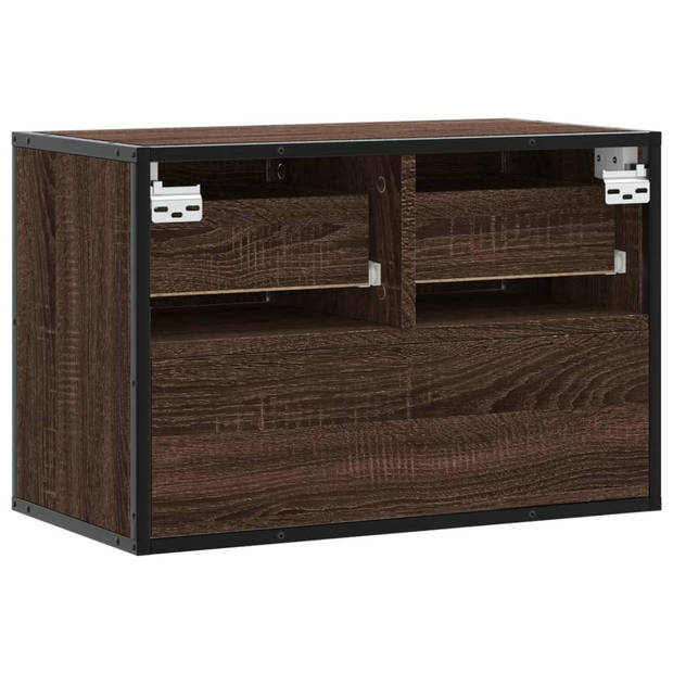 vidaXL Tv-meubel 60x31x39,5 cm bewerkt hout metaal bruin eikenkleurig