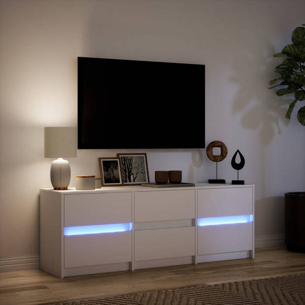 vidaXL Tv-meubel met LED 140x34x50 cm bewerkt hout wit