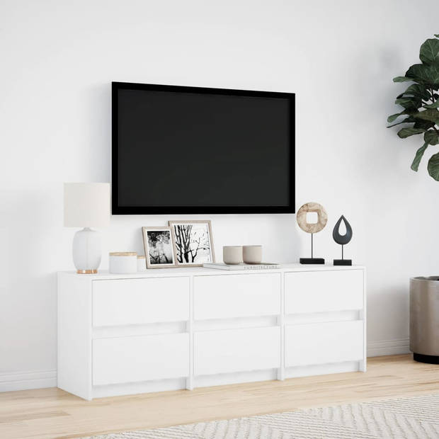 vidaXL Tv-meubel met LED 140x34x50 cm bewerkt hout wit