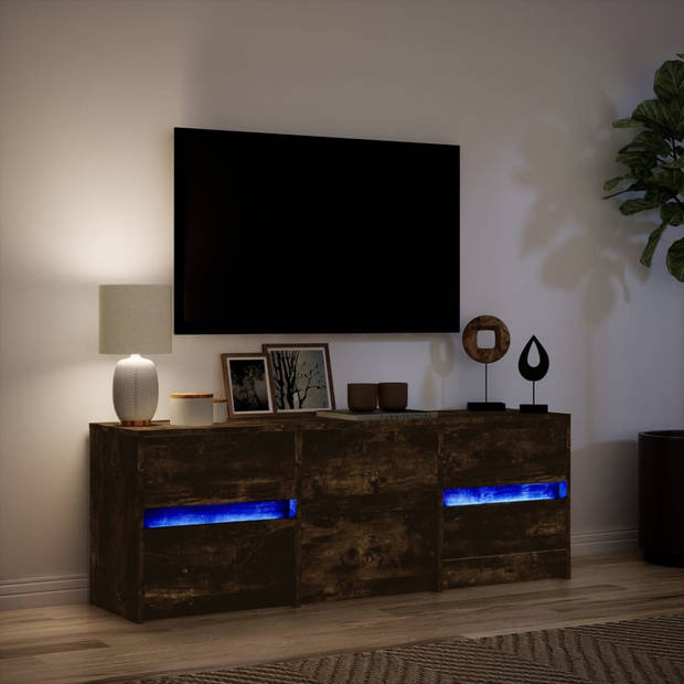 vidaXL Tv-meubel met LED 140x34x50 cm bewerkt hout gerookt eikenkleur