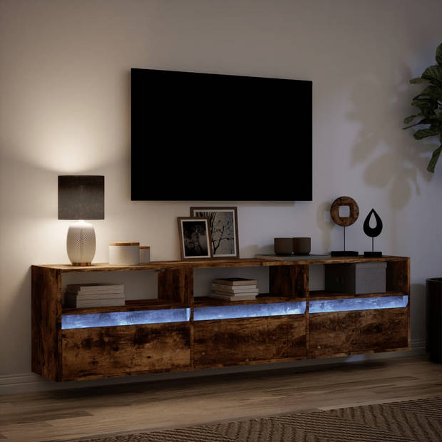 vidaXL Tv-wandmeubel met LED-verlichting 180x31x45 cm gerookt eiken