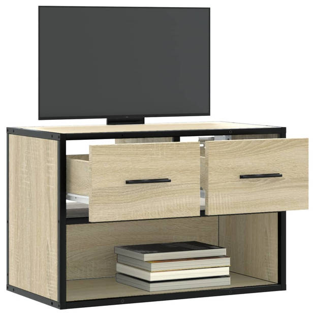 vidaXL Tv-meubel 60x31x39,5 cm bewerkt hout metaal sonoma eikenkleurig