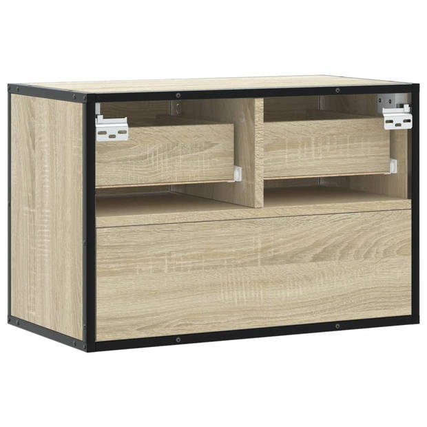 vidaXL Tv-meubel 60x31x39,5 cm bewerkt hout metaal sonoma eikenkleurig