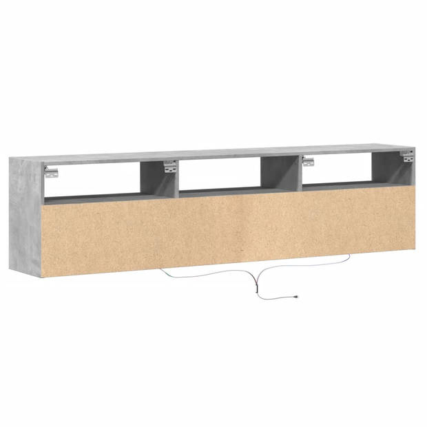 vidaXL Tv-wandmeubel met LED-verlichting 180x31x45 cm betongrijs