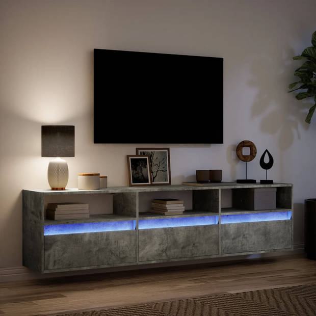 vidaXL Tv-wandmeubel met LED-verlichting 180x31x45 cm betongrijs