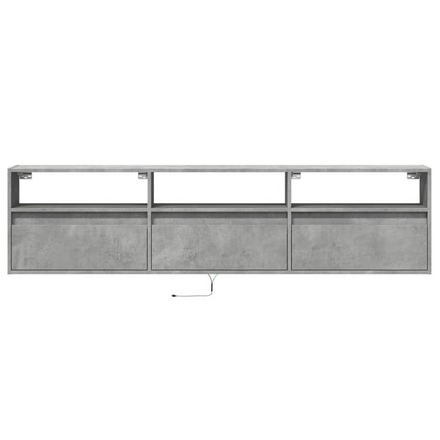 vidaXL Tv-wandmeubel met LED-verlichting 180x31x45 cm betongrijs