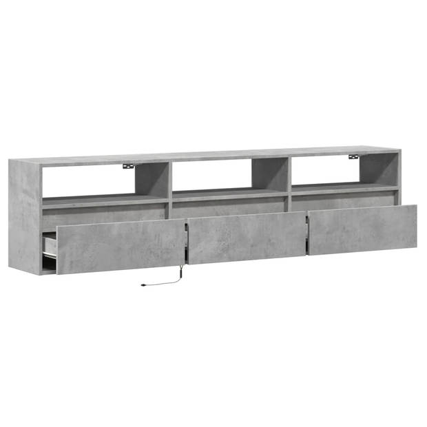 vidaXL Tv-wandmeubel met LED-verlichting 180x31x45 cm betongrijs