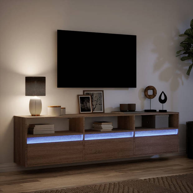 vidaXL Tv-wandmeubel met LED-verlichting 180x31x45 cm bruin eikenkleur