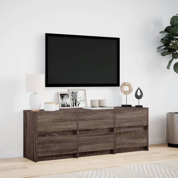 vidaXL Tv-meubel met LED 140x34x50 cm bewerkt hout bruin eikenkleurig