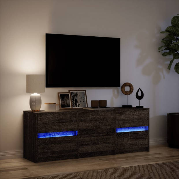 vidaXL Tv-meubel met LED 140x34x50 cm bewerkt hout bruin eikenkleurig