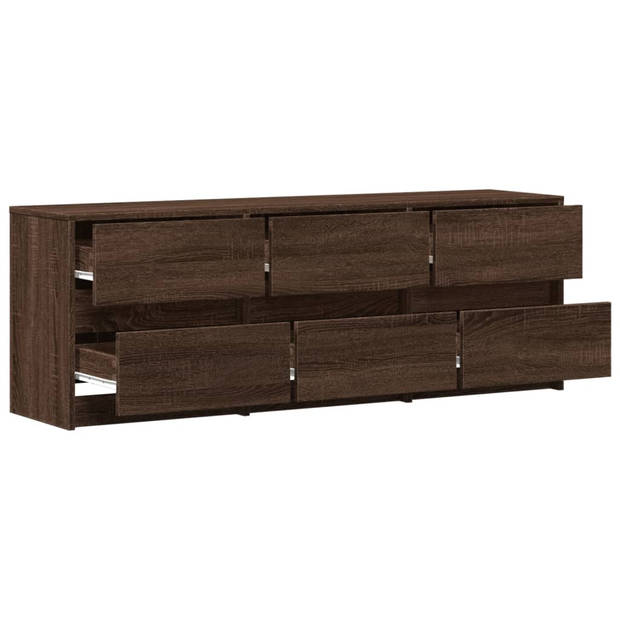 vidaXL Tv-meubel met LED 140x34x50 cm bewerkt hout bruin eikenkleurig