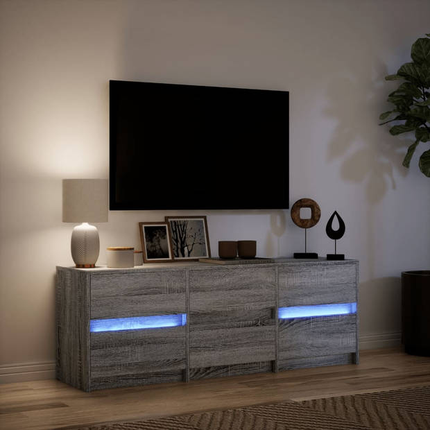 vidaXL Tv-meubel met LED 140x34x50 cm bewerkt hout grijs sonoma eiken