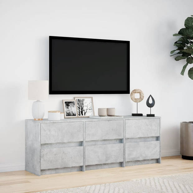 vidaXL Tv-meubel met LED 140x34x50 cm bewerkt hout betongrijs