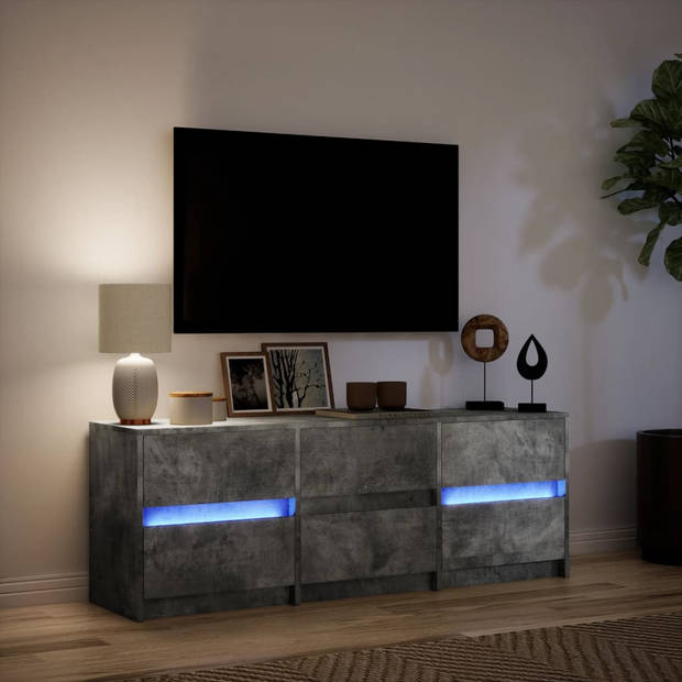 vidaXL Tv-meubel met LED 140x34x50 cm bewerkt hout betongrijs