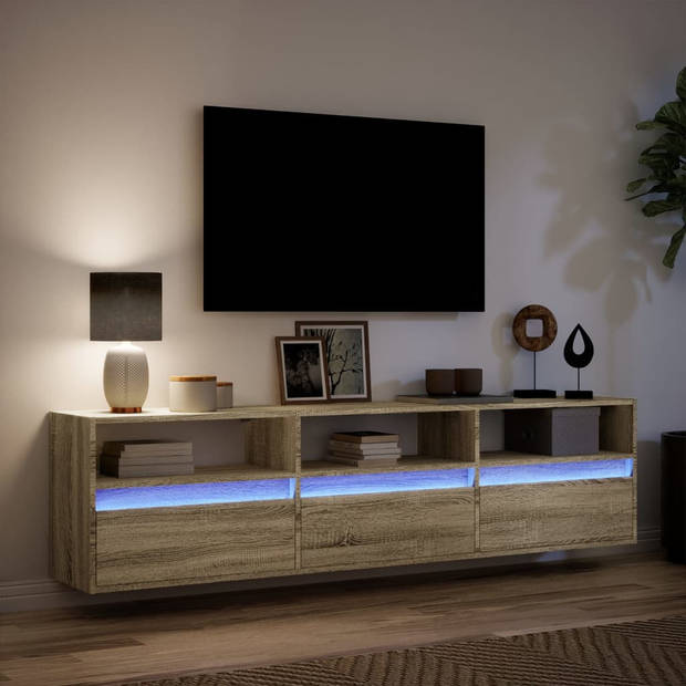 vidaXL Tv-wandmeubel met LED-verlichting 180x31x45 cm sonoma eiken