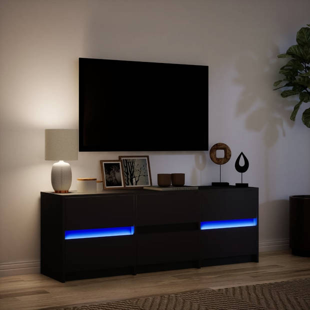 vidaXL Tv-meubel met LED 140x34x50 cm bewerkt hout zwart