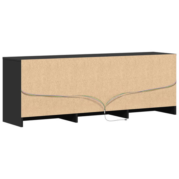 vidaXL Tv-meubel met LED 140x34x50 cm bewerkt hout zwart