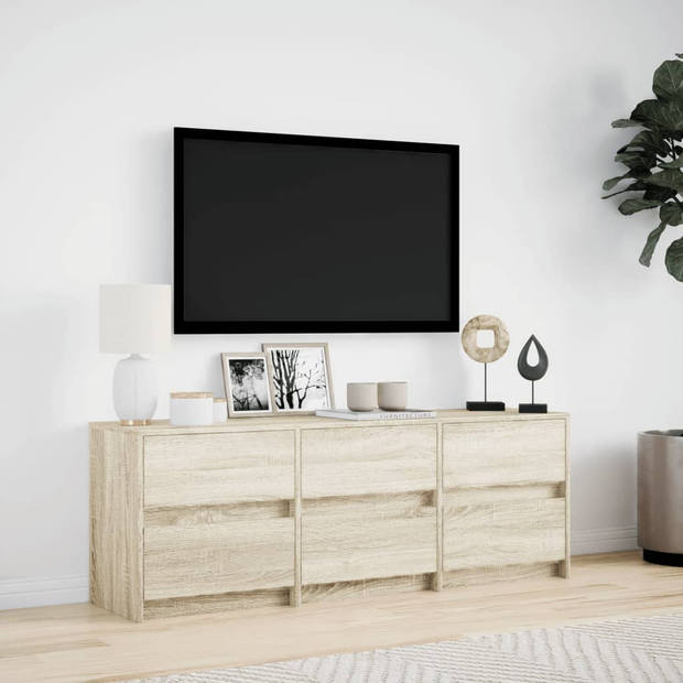 vidaXL Tv-meubel met LED 140x34x50 cm bewerkt hout sonoma eikenkleurig