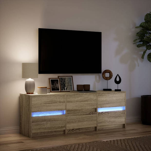 vidaXL Tv-meubel met LED 140x34x50 cm bewerkt hout sonoma eikenkleurig