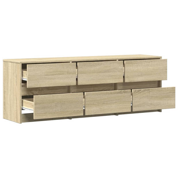 vidaXL Tv-meubel met LED 140x34x50 cm bewerkt hout sonoma eikenkleurig