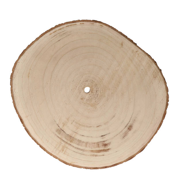 HBX Natural Living Kaarsenbord/decoratie dienblad - houten boomschijf - D39 x H3 cm - Kaarsenplateaus