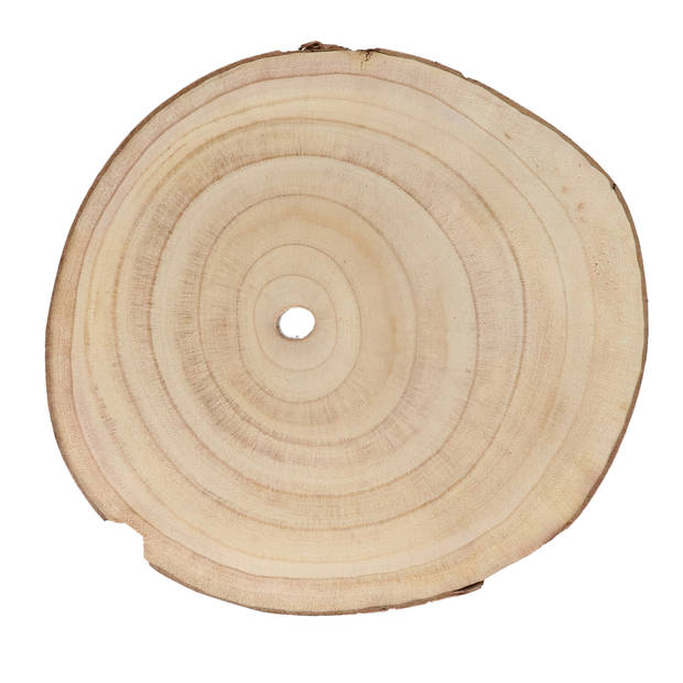 HBX Natural Living Kaarsenbord/decoratie dienblad - houten boomschijf - D29 x H3 cm - Kaarsenplateaus