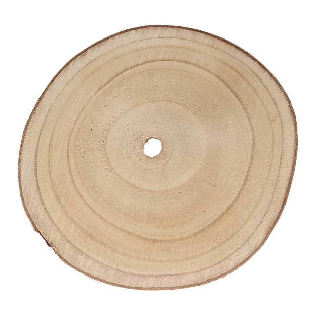 HBX Natural Living Kaarsenbord/decoratie dienblad - houten boomschijf - D26 x H3 cm - Kaarsenplateaus