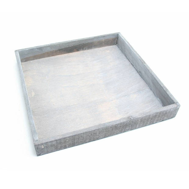 HBX Grey Living Dienblad/kaarsenbord - hout - L30 x B30- vierkant - grijs - Kaarsenplateaus