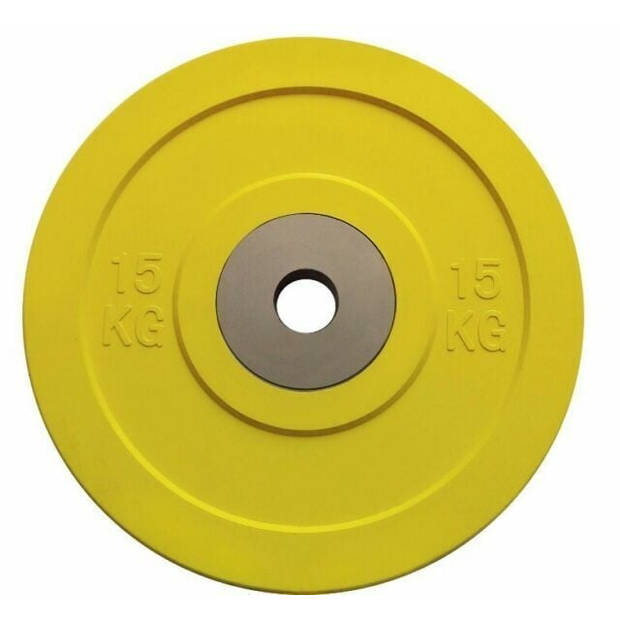 Toorx Fitness Bumper Plates - Challenge - 50mm diameter 15 kg - Geel