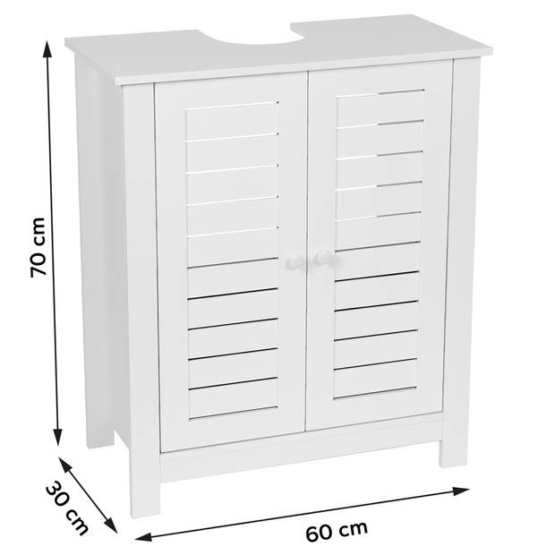 MDF Wastafel Onderkast Santorini met Uitsparing met 2 planken - Wit