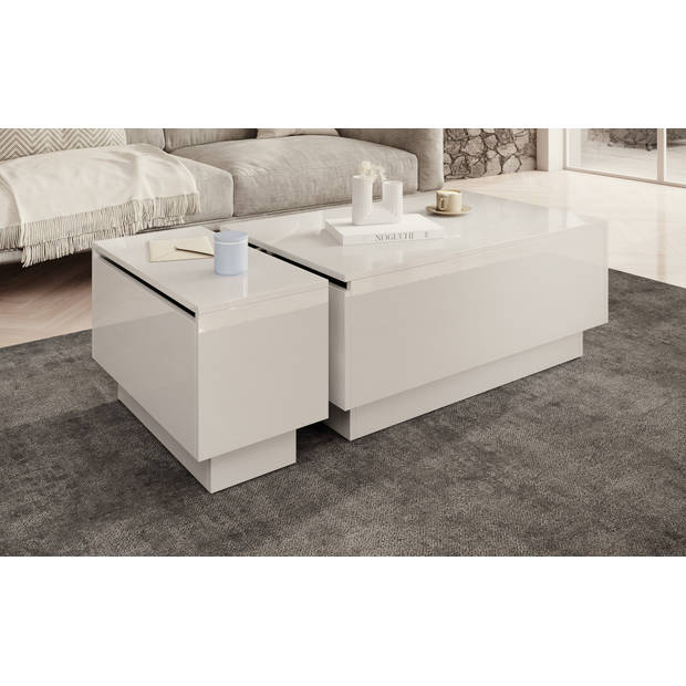 Meubella Salontafel Micha - Hoogglans wit - 90 cm