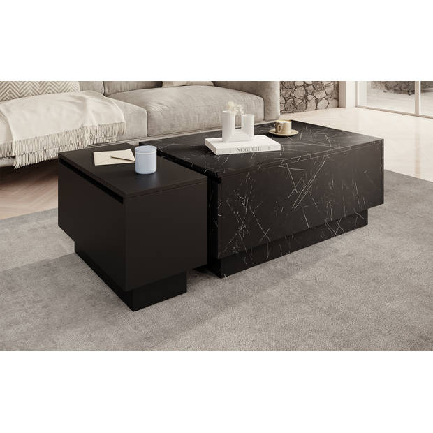 Meubella Salontafel Micha - Zwart marmerlook - 90 cm