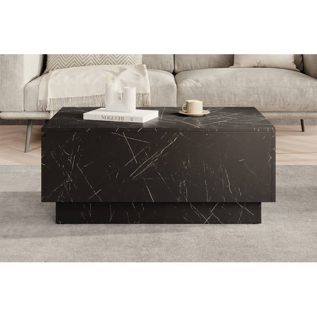 Meubella Salontafel Micha - Zwart marmerlook - 90 cm