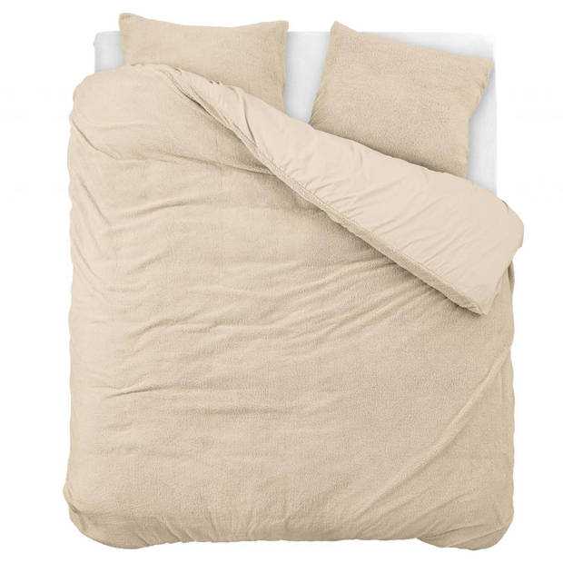 Droomtextiel Teddy Dekbedovertrek Taupe - 200x200/220 cm - Luxe Teddystof - Heerlijk Zacht