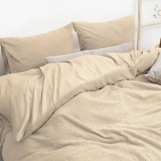 Droomtextiel Teddy Dekbedovertrek Taupe - 240x200/220 cm - Luxe Teddystof - Heerlijk Zacht