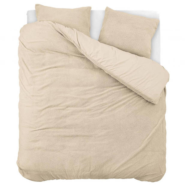 Droomtextiel Teddy Dekbedovertrek Taupe - 240x200/220 cm - Luxe Teddystof - Heerlijk Zacht