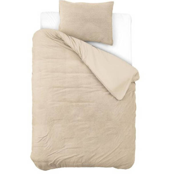 Droomtextiel Teddy Dekbedovertrek Taupe - 140x200/220 cm - Luxe Teddystof - Heerlijk Zacht