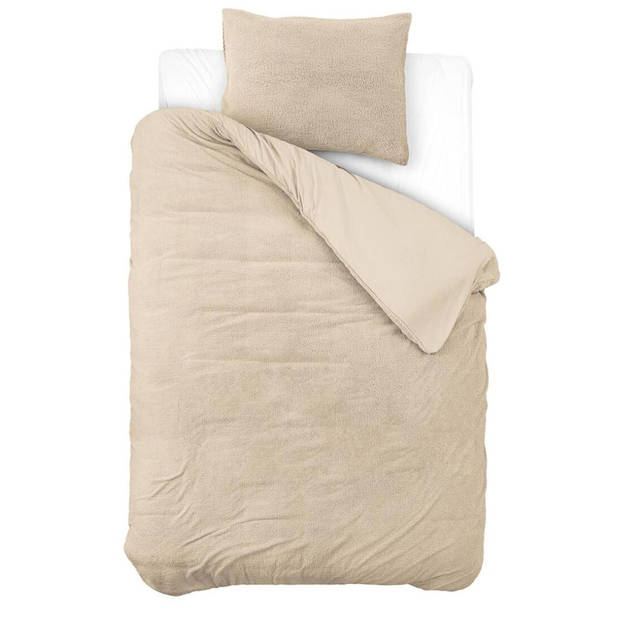 Droomtextiel Teddy Dekbedovertrek Taupe - 140x200/220 cm - Luxe Teddystof - Heerlijk Zacht