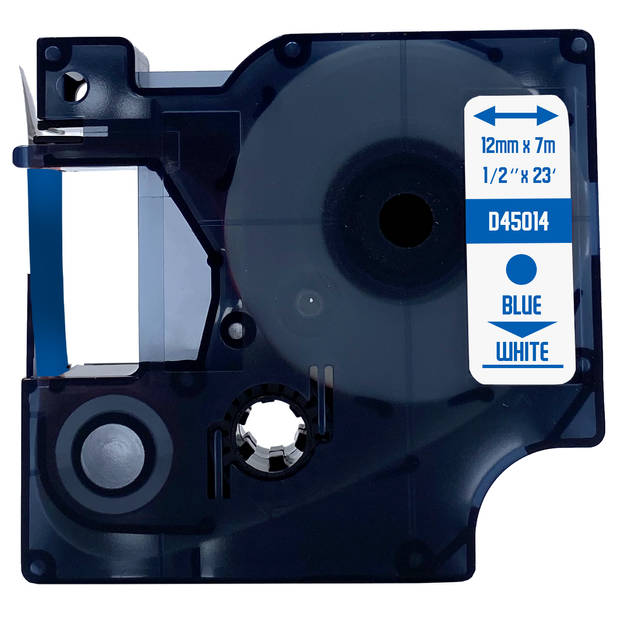 DULA label tape - Compatible met Dymo D1 45014 - 10 stuks - Blauw op wit - 12mm x 7m