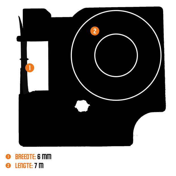 DULA label tape - Compatible met Dymo D1 43610 / S0720770 - 1 stuk - Zwart op transparant - 6mm x 7m