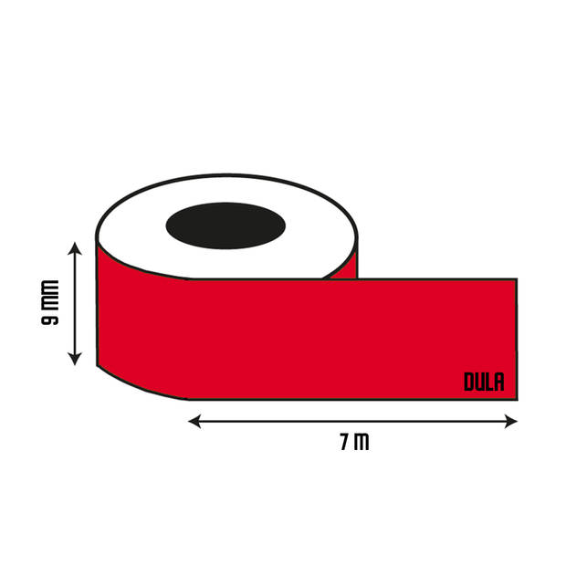 DULA label tape - Compatible met Dymo D1 40912 - 3 stuks - Rood op transparant - 9mm x 7m