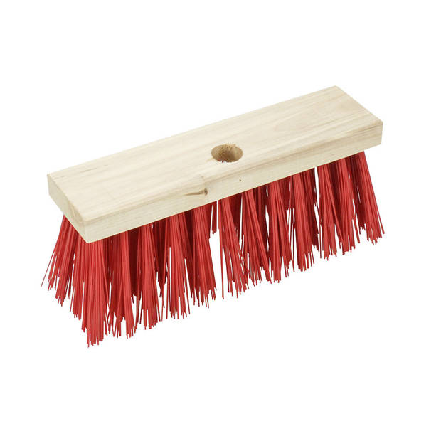 Buemag Bezemkop - Elaston - rood - hout - hard - 25 cm - 24mm - straatbezem/buitenbezem - Bezem