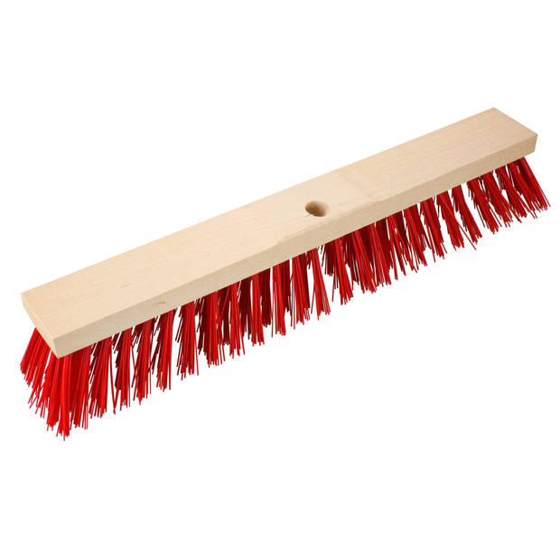 Buemag Bezemkop - Elaston - rood - hout - hard/extra stevig - 60 cm - 24mm - buitenbezem - Bezem