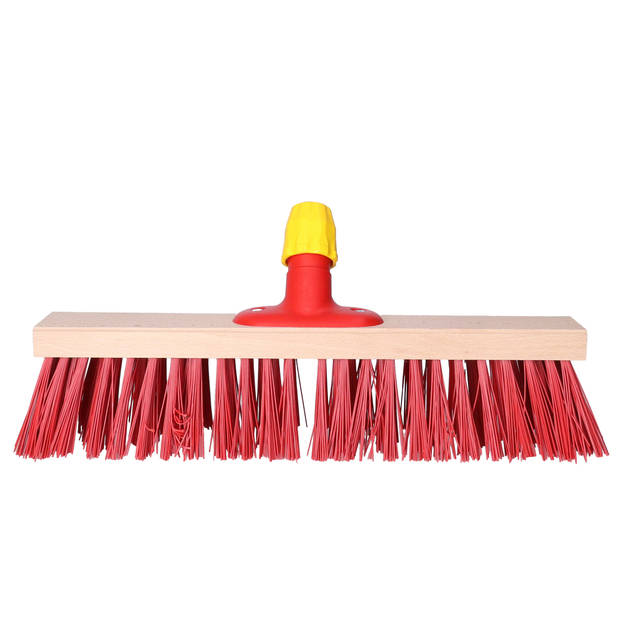 Buemag Bezemkop - Elaston - rood - hout - hard - 40 cm - 24mm - straatbezem/buitenbezem - Bezem